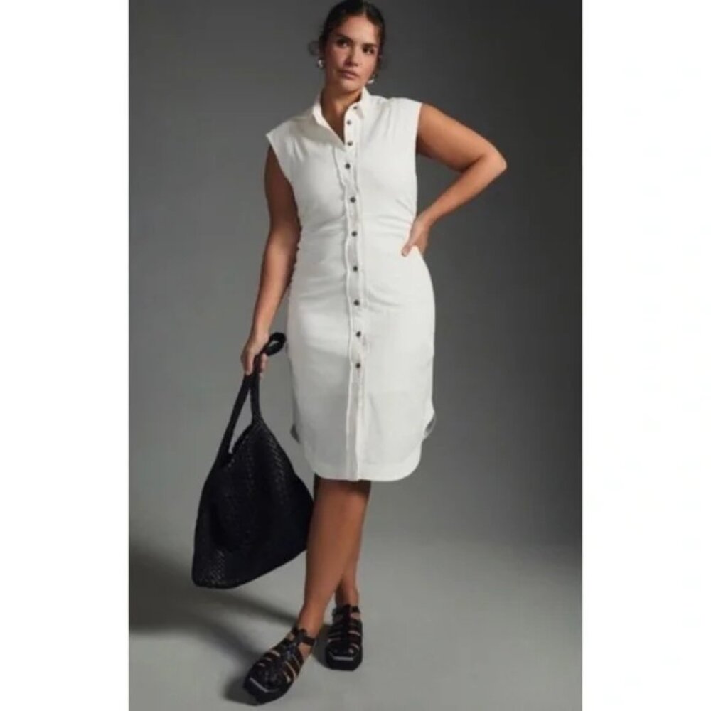 Maternity Style White Button Down Dress, collar dress, golf dress, LIKE NEW
